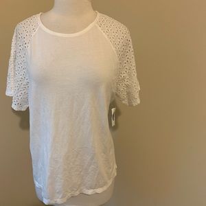 New white top with eyelet style sleeves